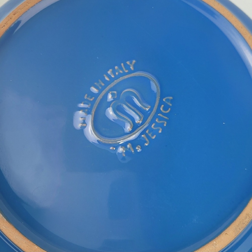 M. Jessica Italy Cobalt Blue Ceramic Round Baker Casserole Dish with Handles - Picture 4 of 6
